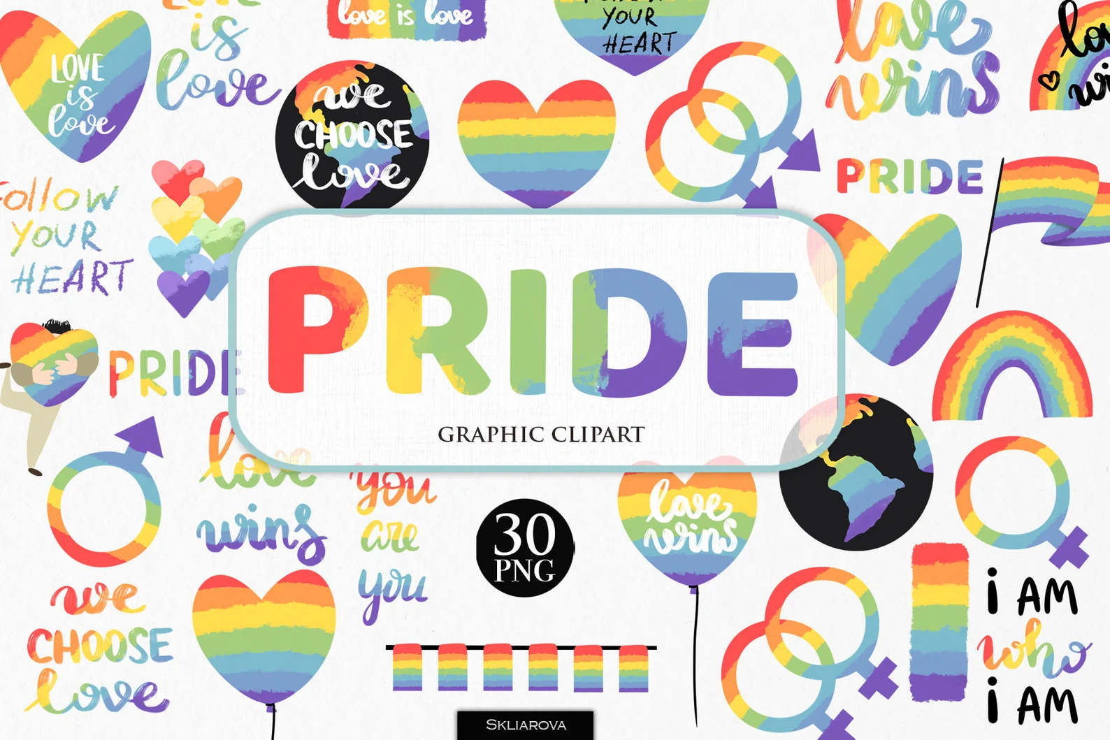 Colorful pride illustrations.