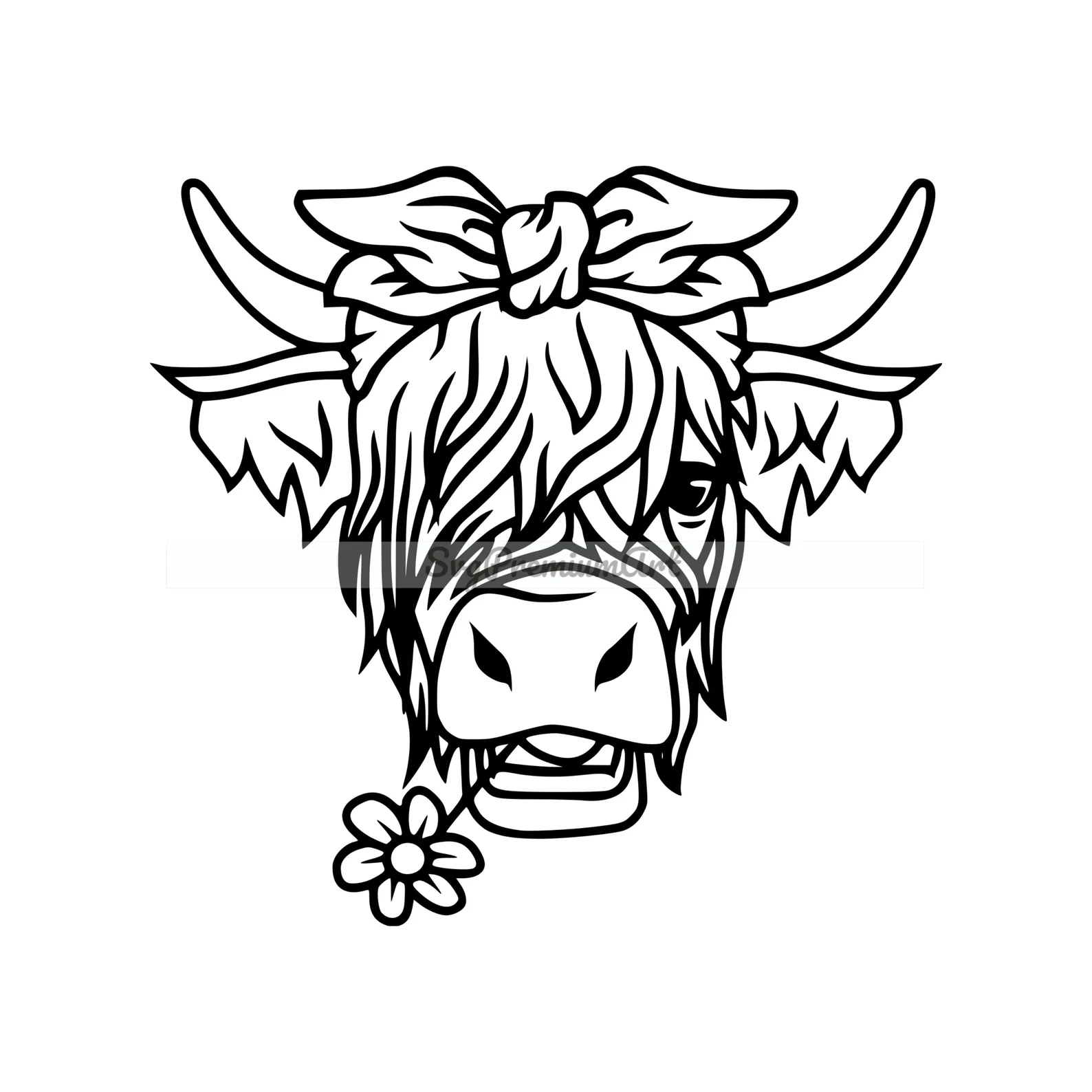 Cow with a bow on its head.