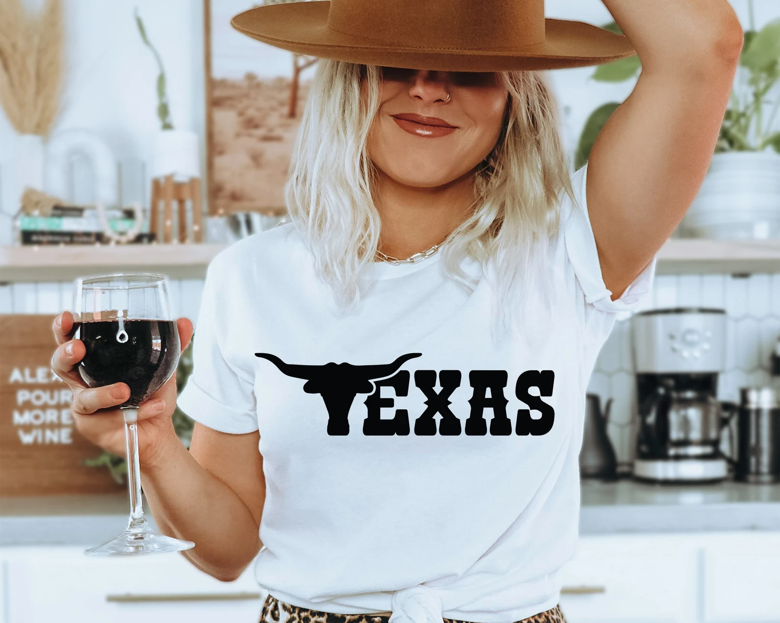 Creative Texas t-shirt with a black cow.