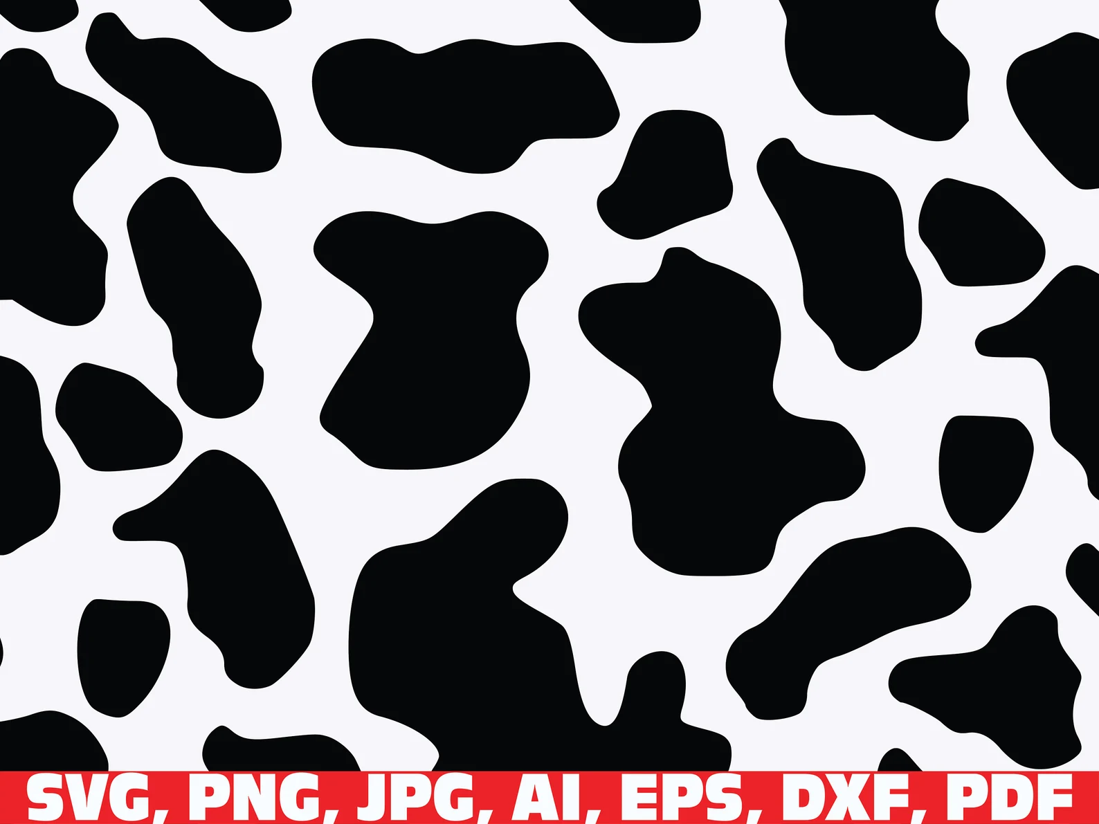 Black and white cow pattern with a red border.
