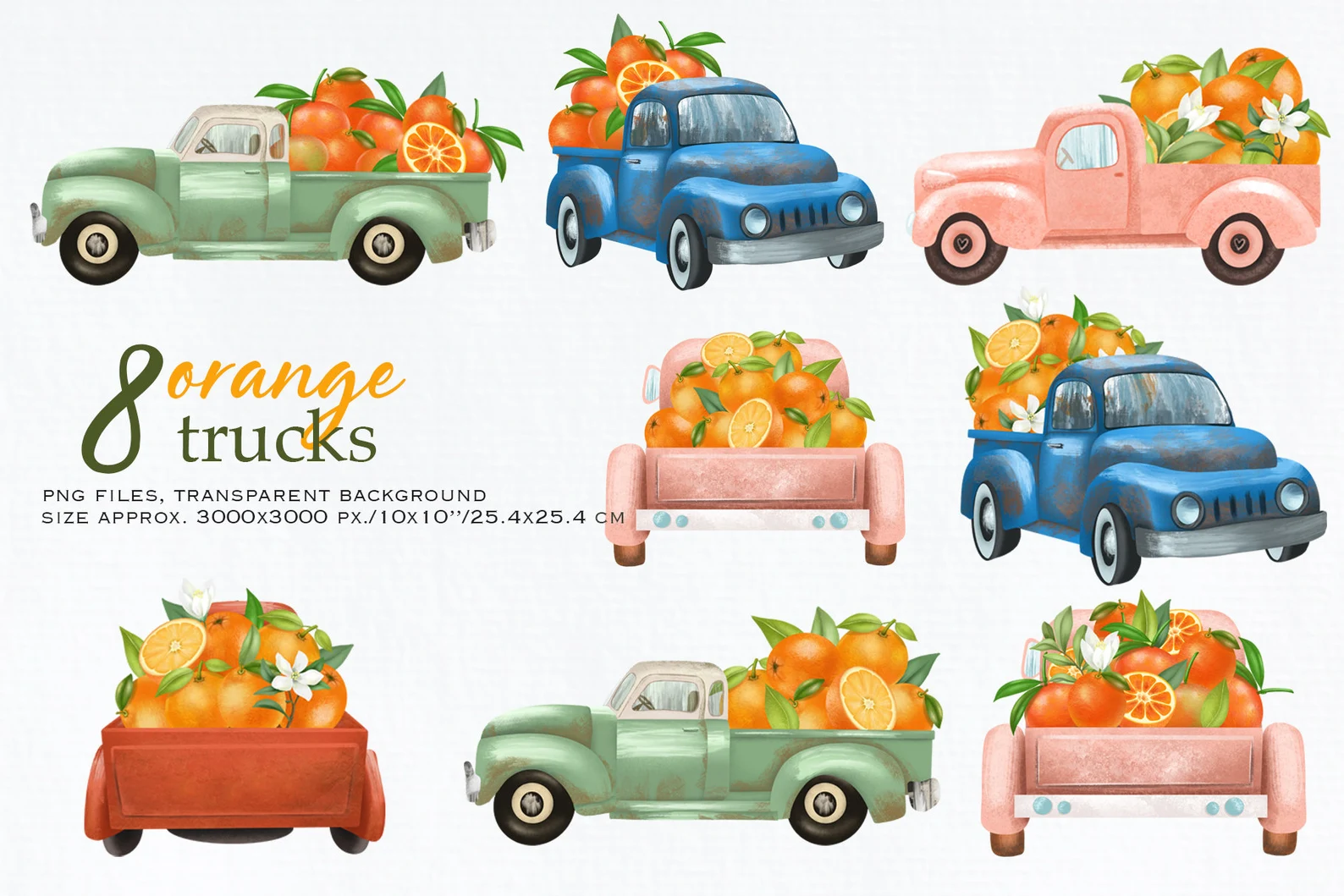 Cool art cars with oranges.