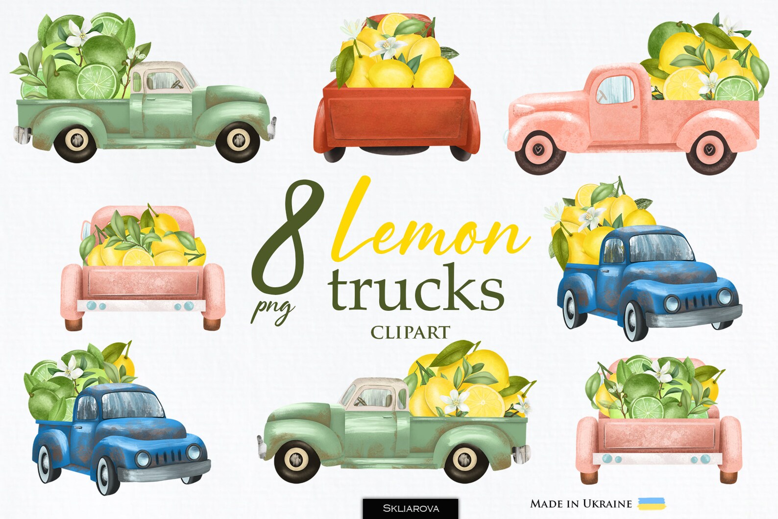 Colorful cars illustrations.