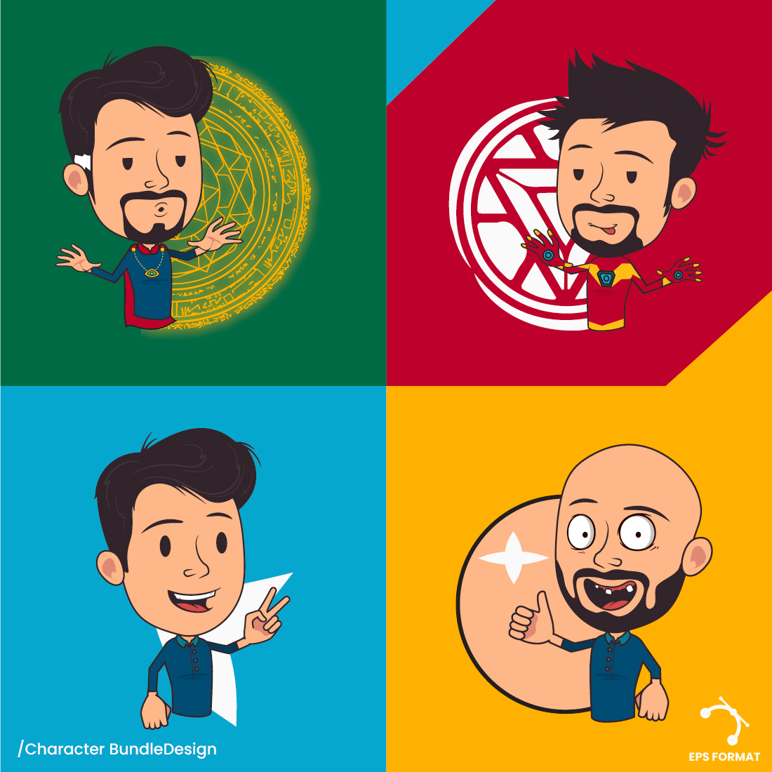 iron man recovered Funny Character Avatars Fully Editable .