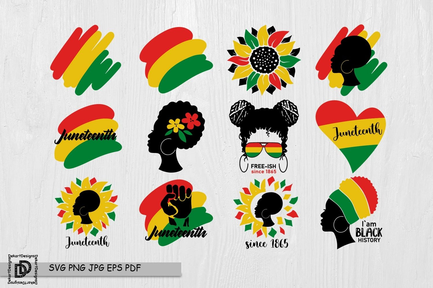 Colorful Juneteenth elements for your creative projects.