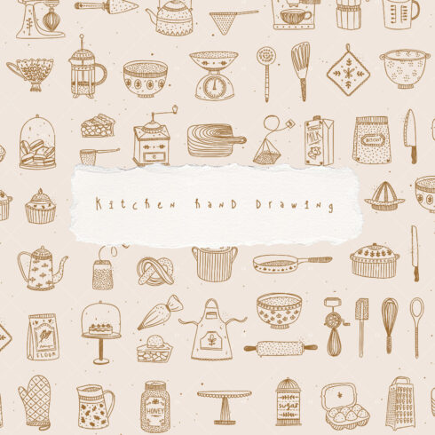 Kitchen Hand Drawing Illustrations cover image.