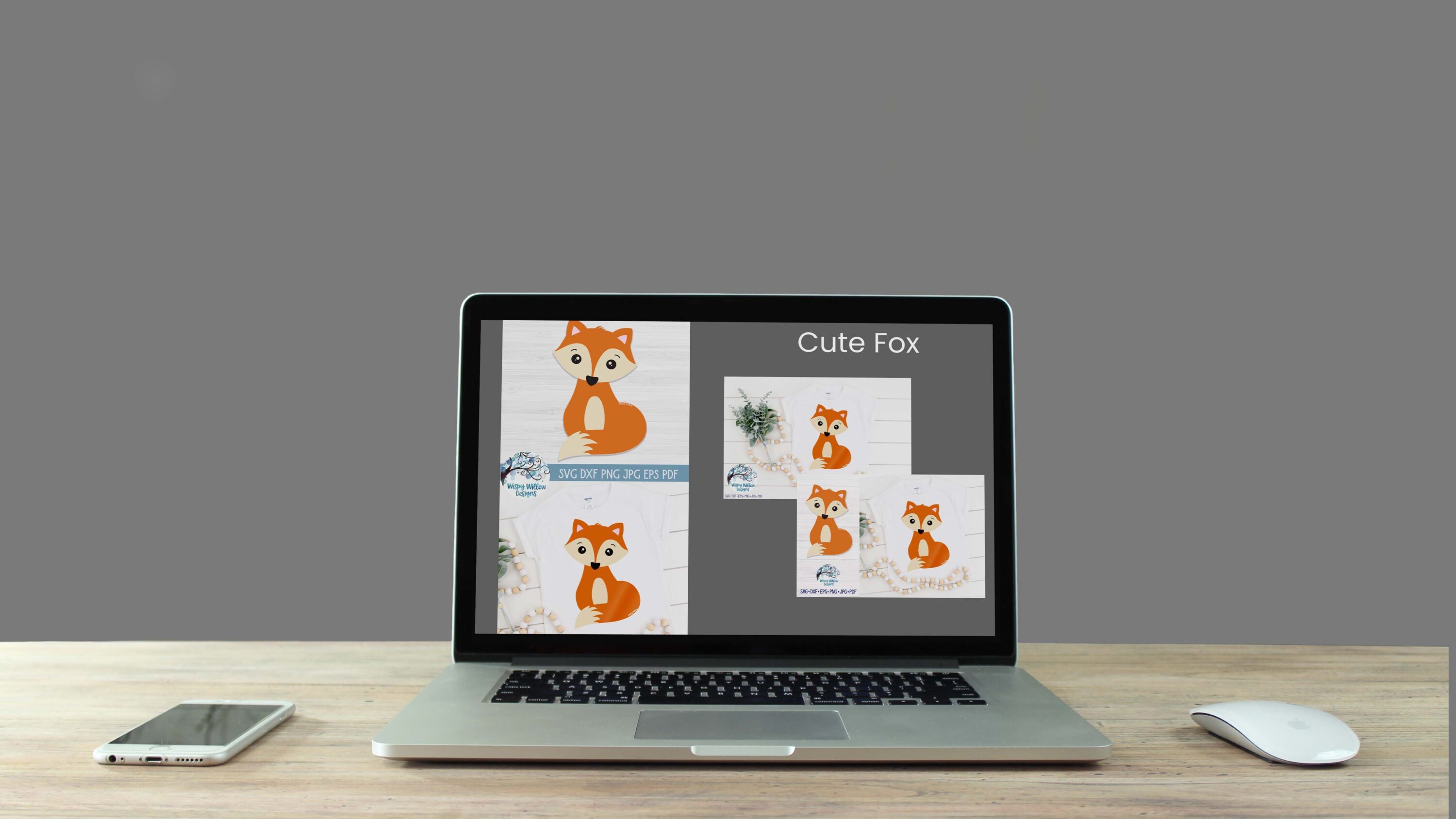 Cute Fox SVG | Layered Fox SVG Cut File - laptop.