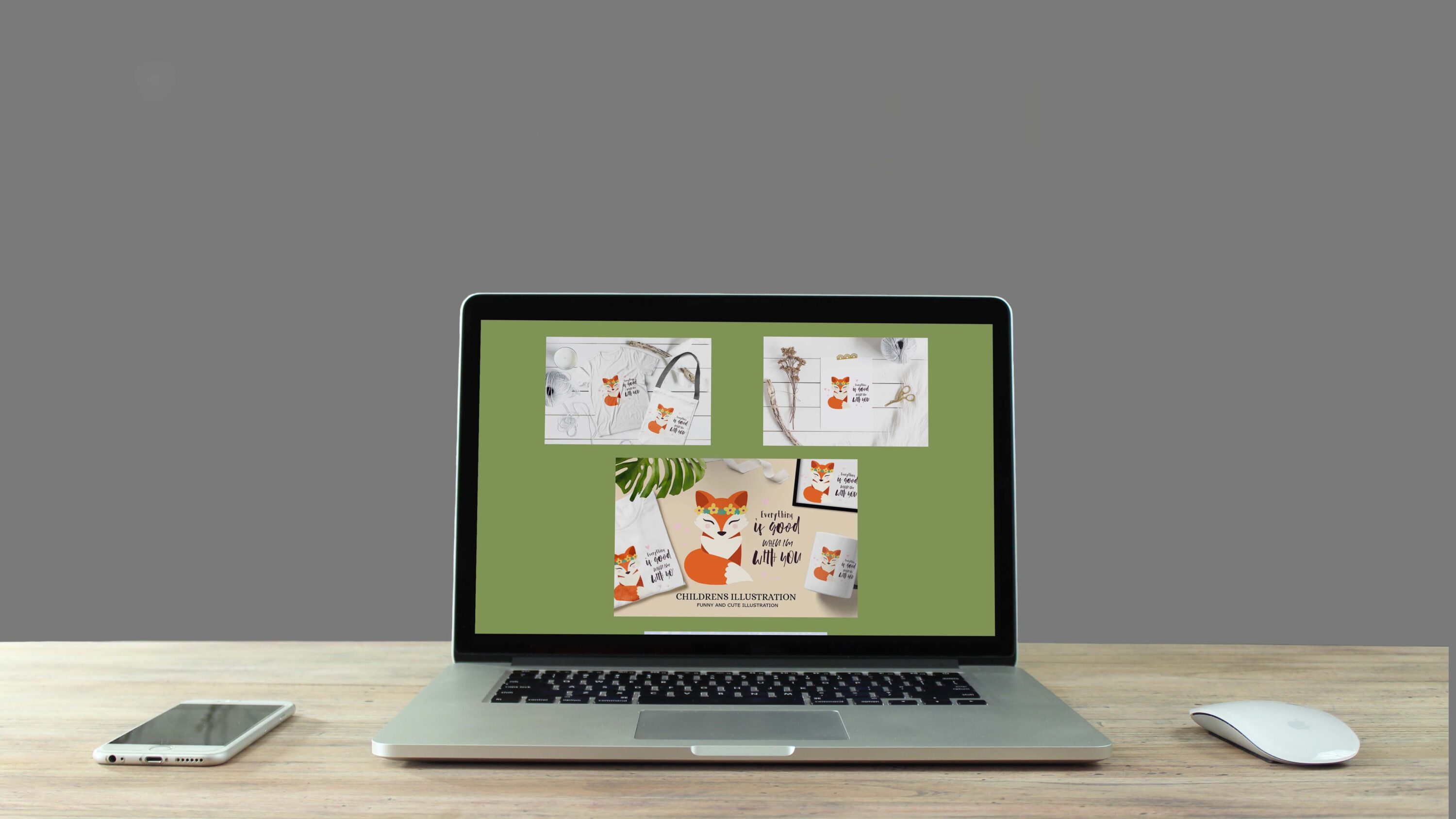 Fox illustration / SVG illustration - laptop.