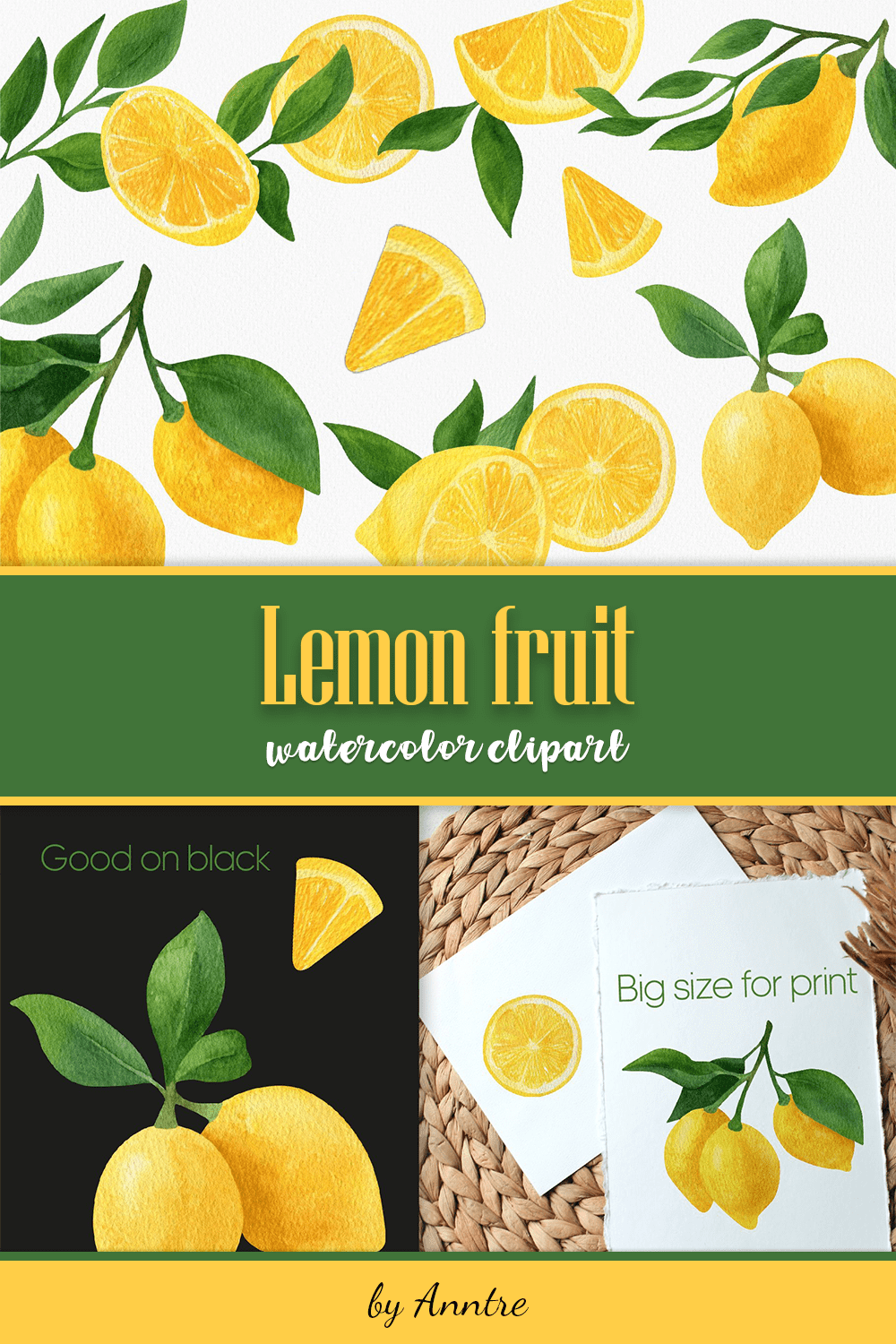 lemon fruit watercolor clipart pinterest