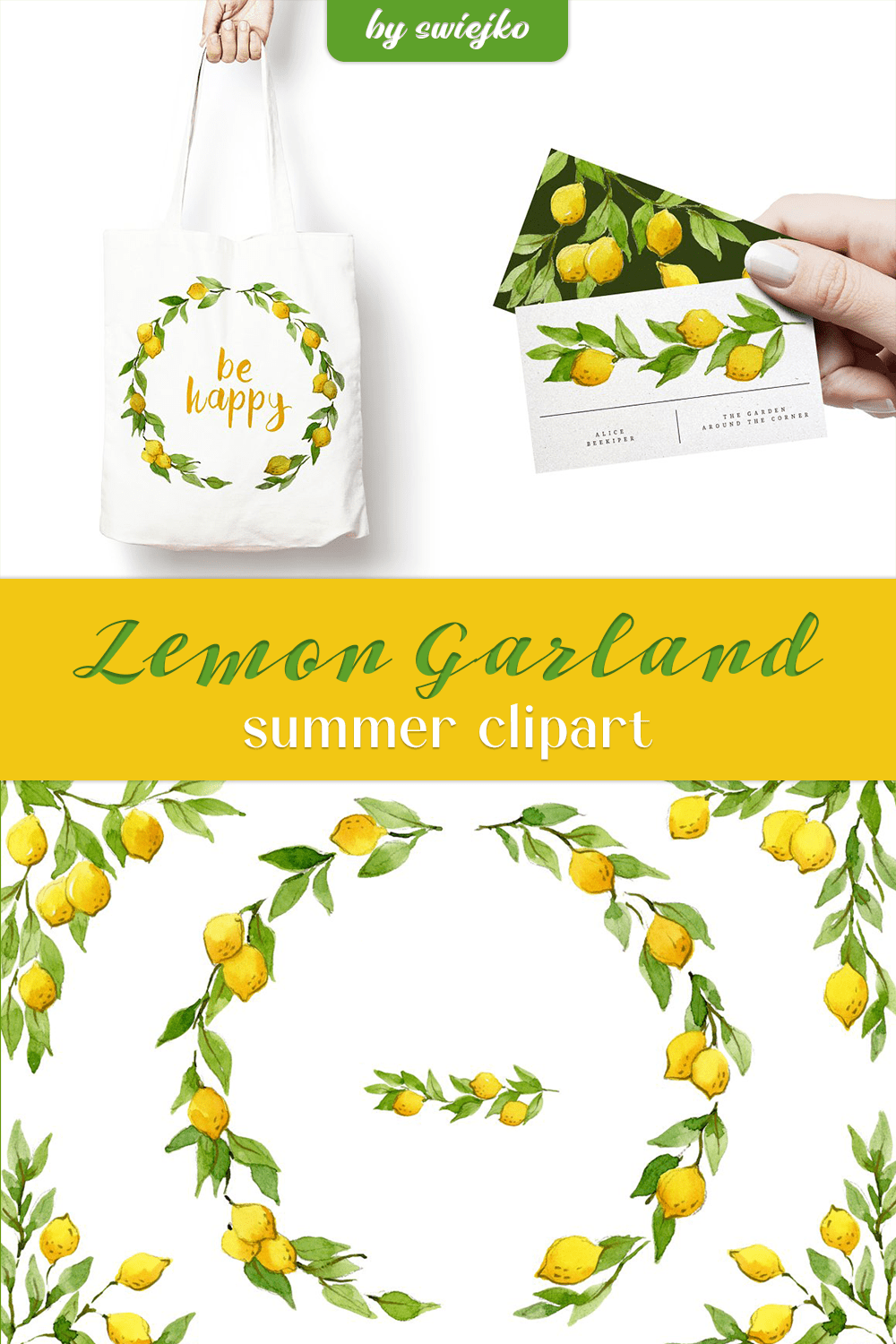 lemon garland summer clipart pinterest