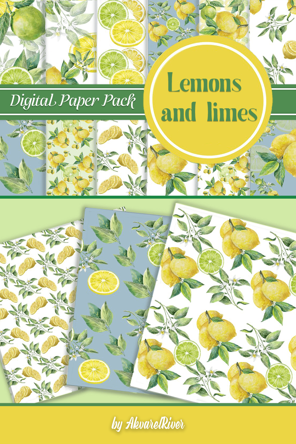 lemons and limes digital paper pack pinterest