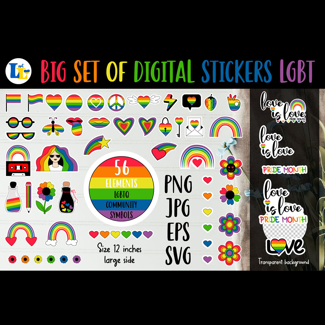 LGBTQ Community Symbols Daily Planner Digital Stickers Preview Image.