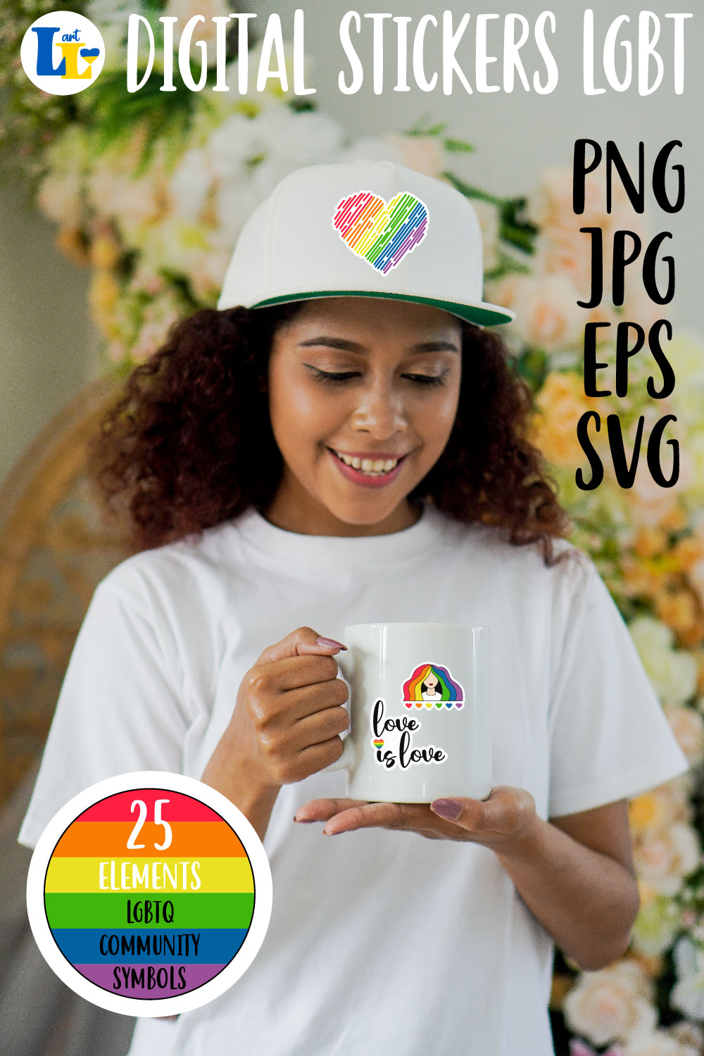 Digital Stickers LGBTQ Community Symbols Pinterest Image.