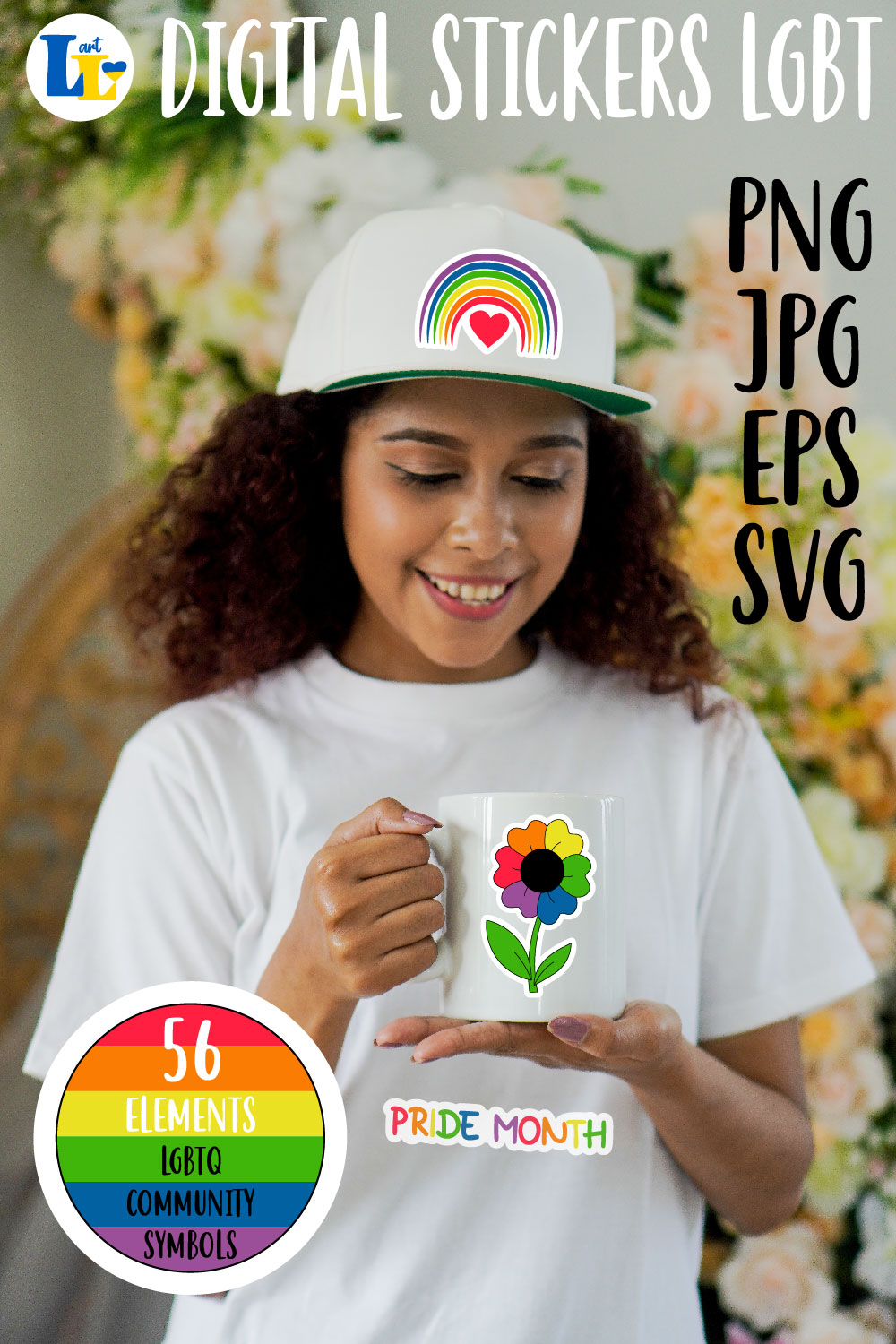 LGBTQ Community Symbols Daily Planner Digital Stickers Pinterest Image.