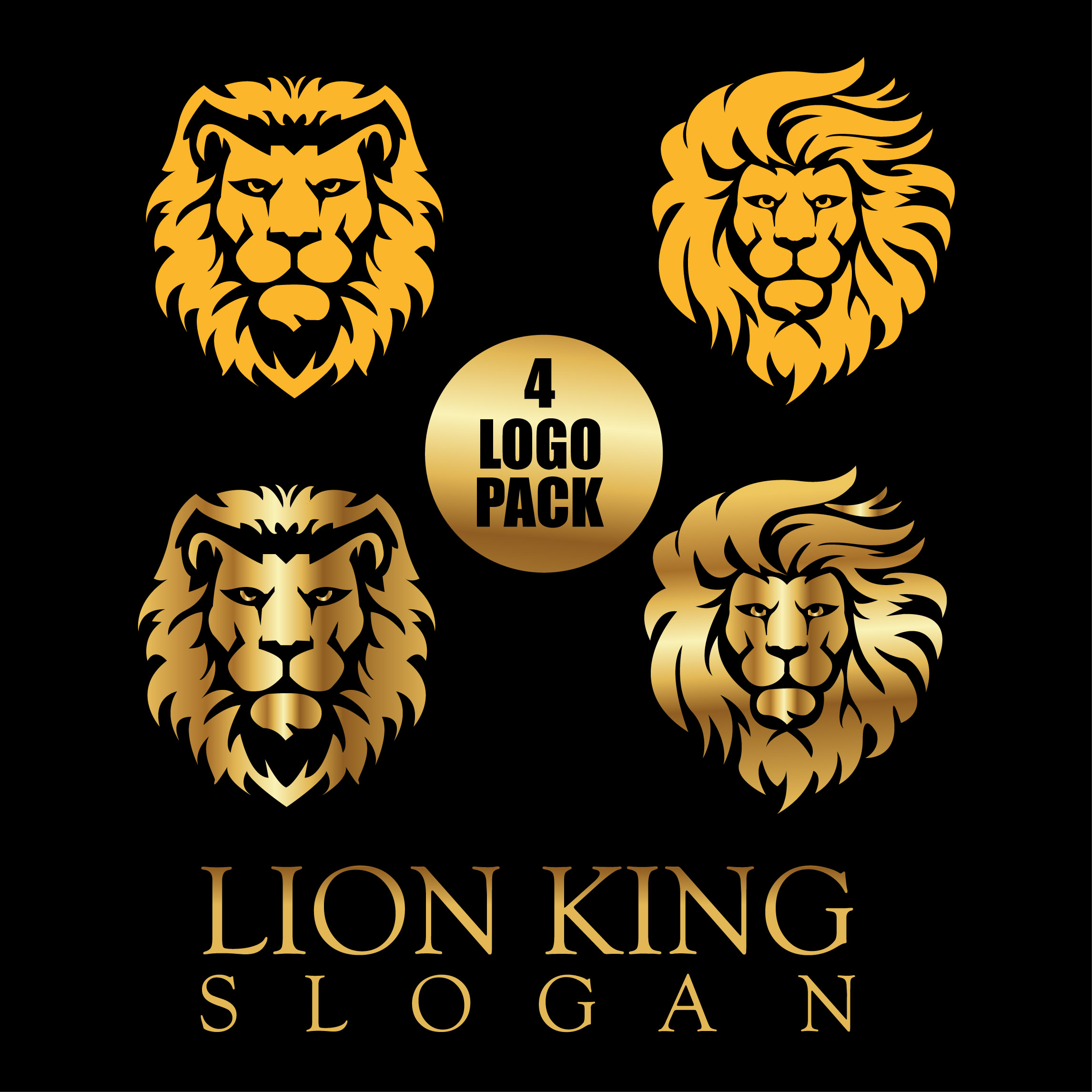 Lion animal logo 4 template color&gradient low price - MasterBundles