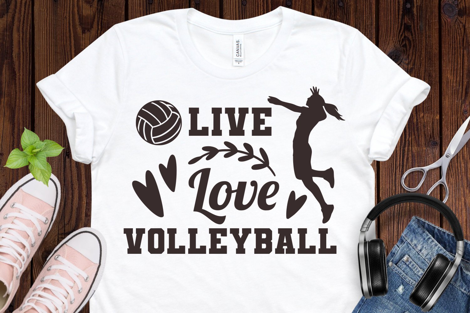 Live - love volleyball - t-shirt design.