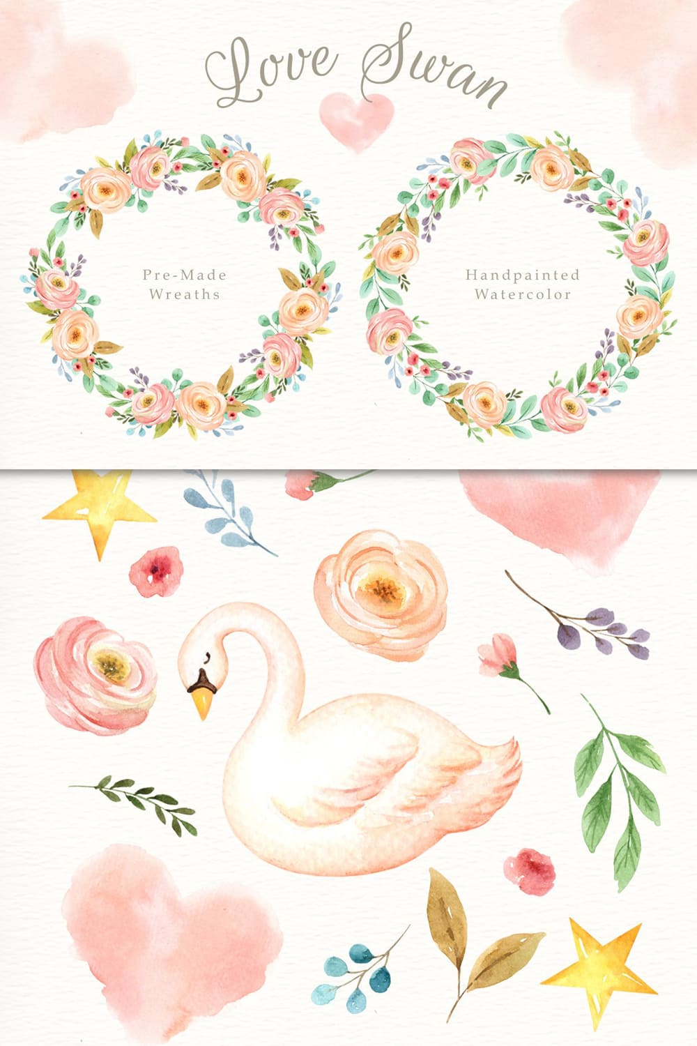 love swan watercolor clip art 1000x1500 02