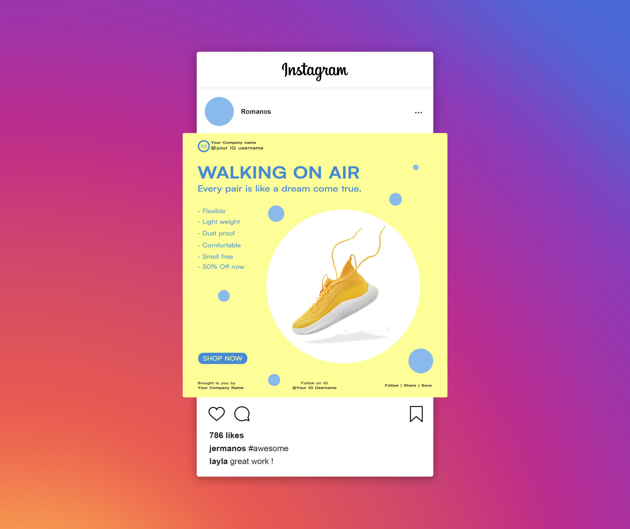 Shoe sale - Fashion – Social Media Post Design Templates for instagram ...