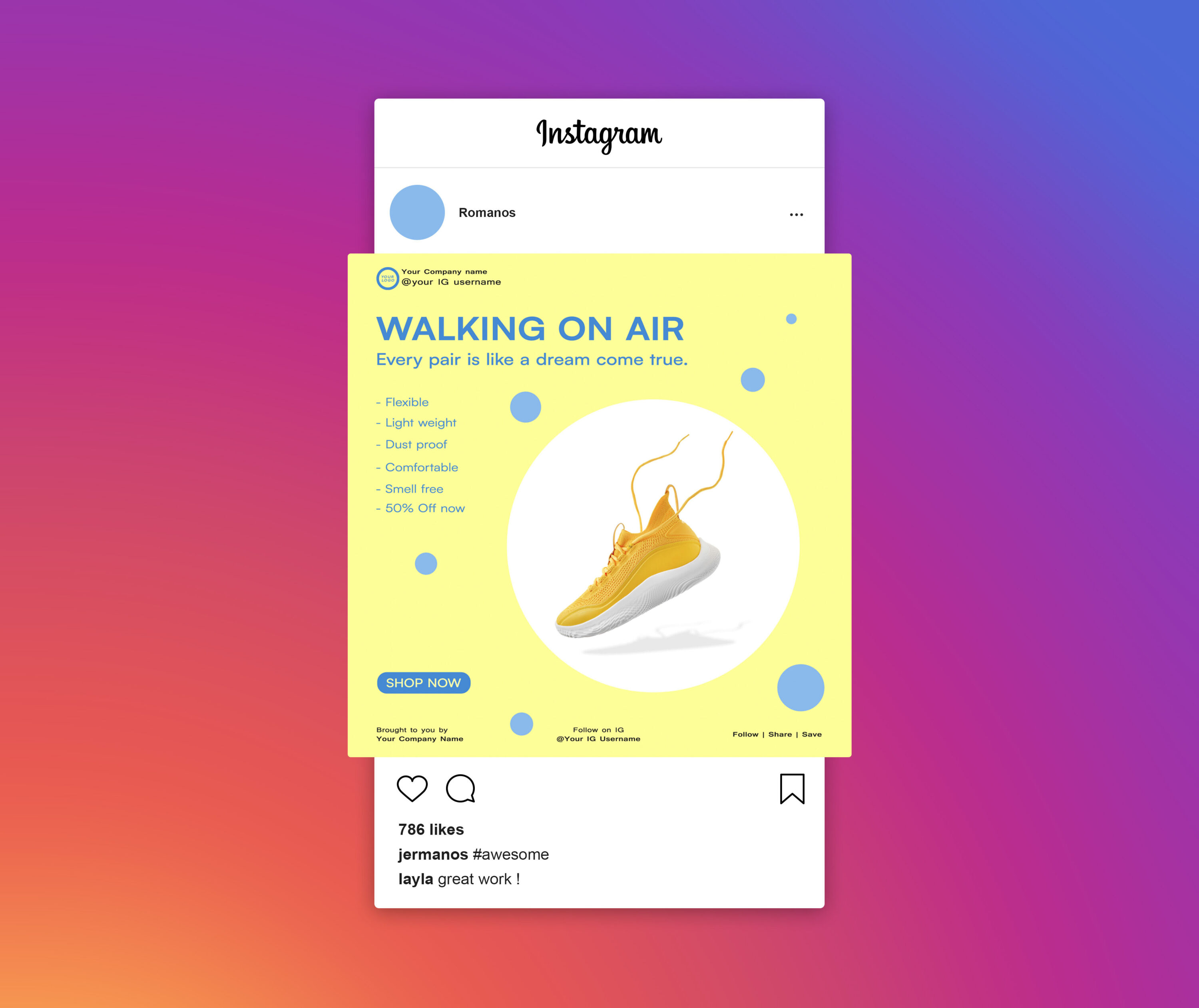 Shoe sale - Fashion – Social Media Post Design Templates for instagram previews.