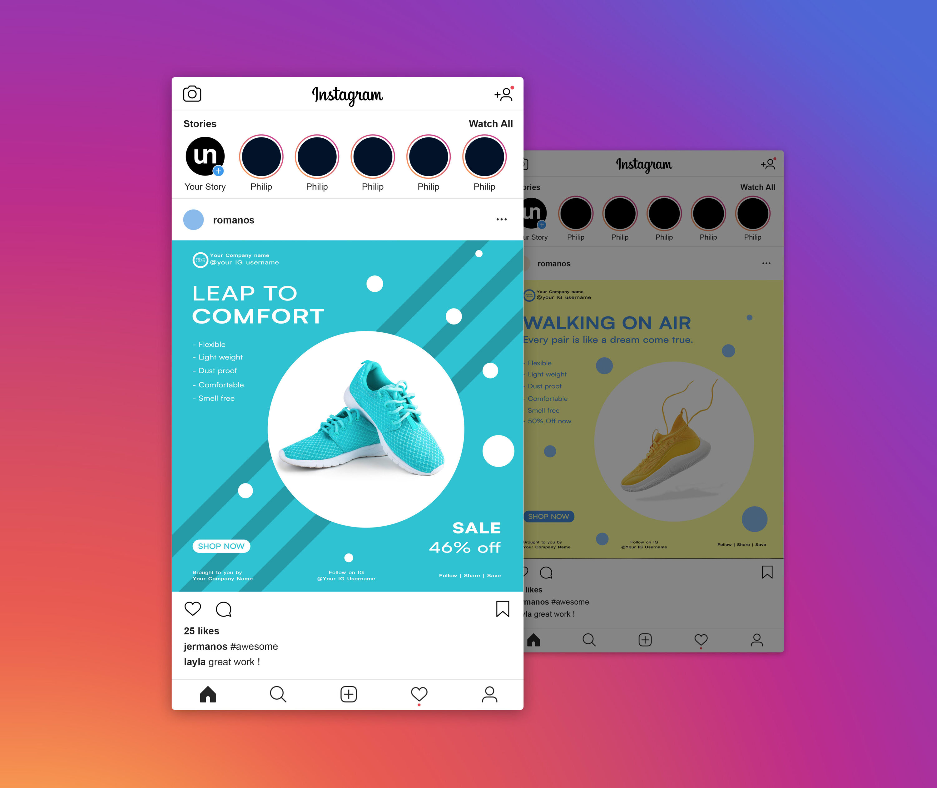 Shoe sale - Fashion – Social Media Post Design Templates for instagram.