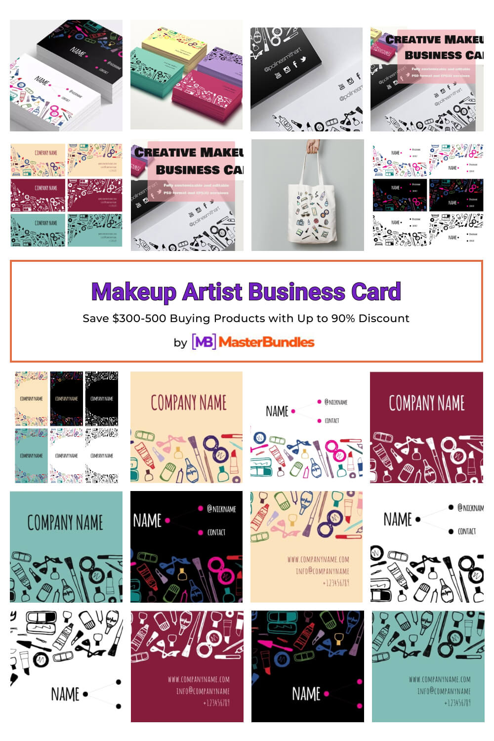 makeup artist business card pinterest image.