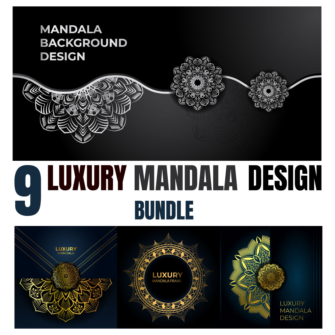 Unique Luxury Mandala Design Bundle previews.