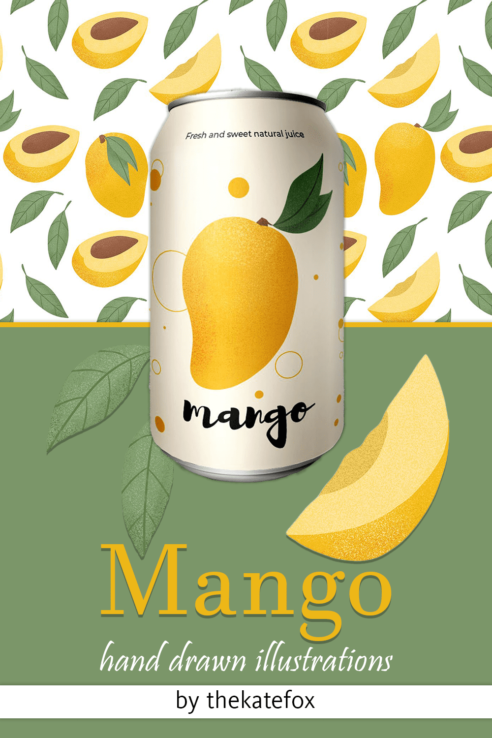 Mango hand drawn illustrations - pinterest image preview.