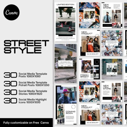 Fashion Street Style Instagram Social Media Template Cover Image.