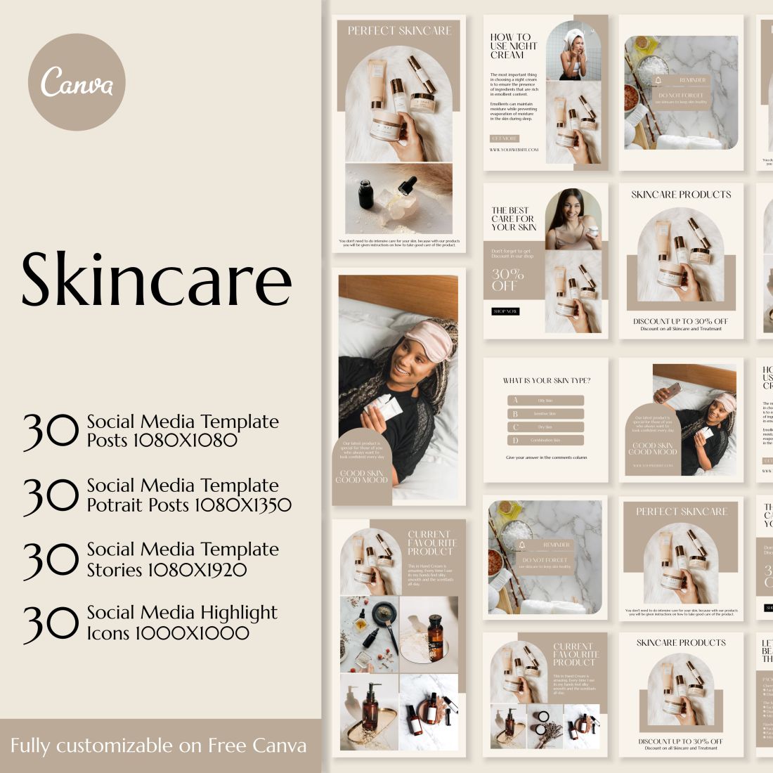 Social Media Instagram Templates For Skincare Cover Image.