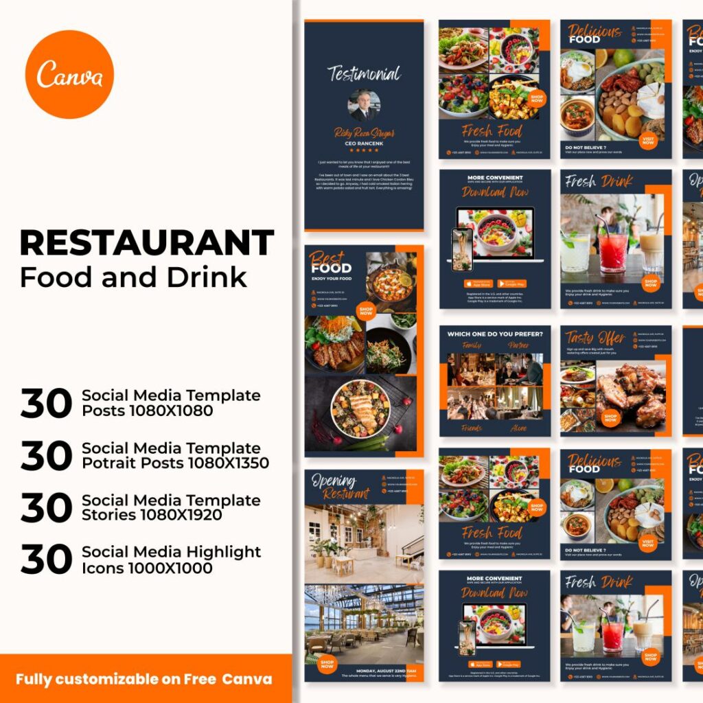 Restaurant Instagram Template, Instagram Story Template, Instagram Post ...