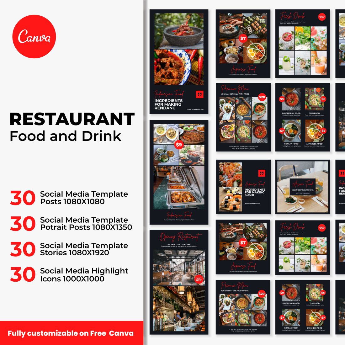 Food And Restaurant Instagram Post Canva Instagram Templates Cover Image.