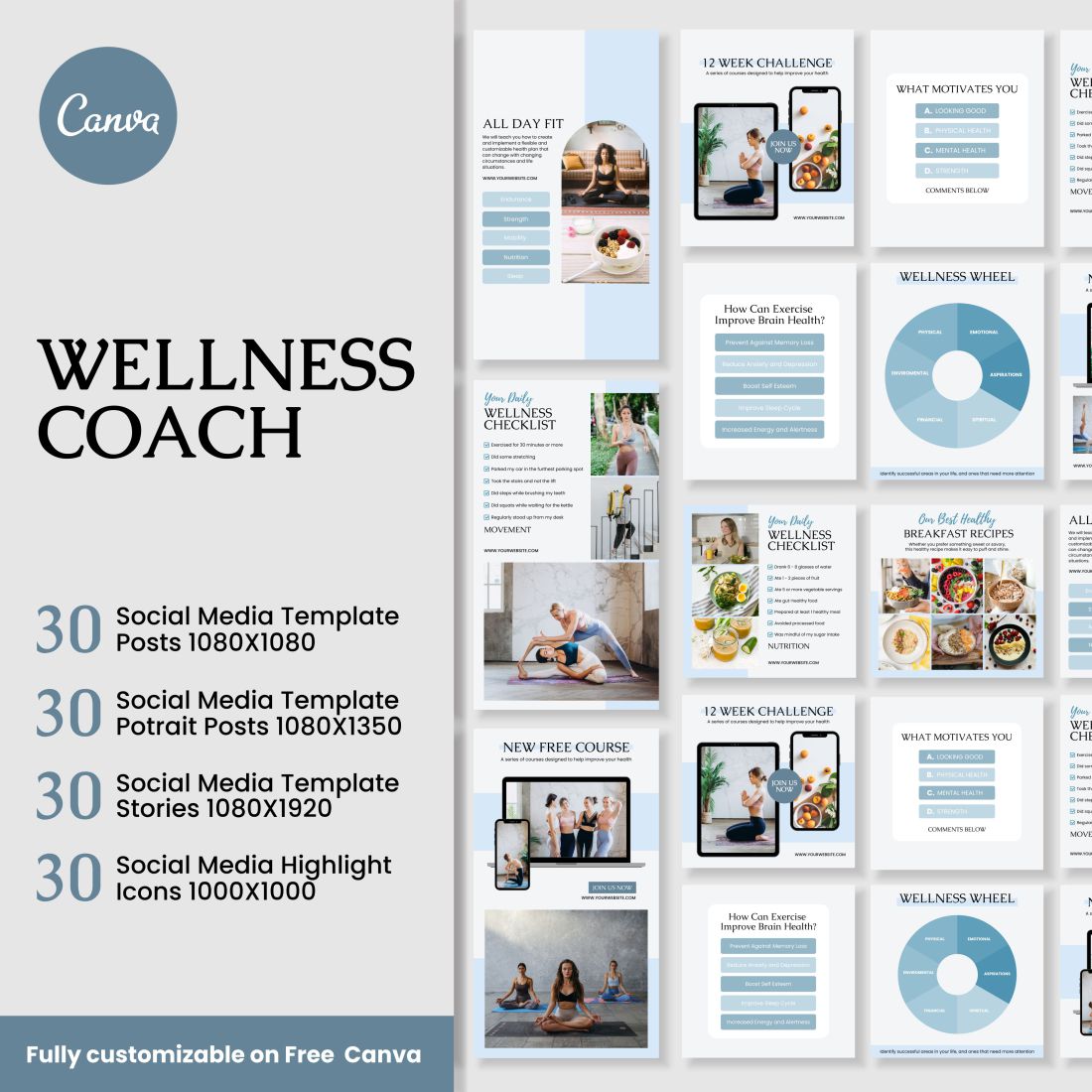 Wellness Coach Instagram Template Cover Image.