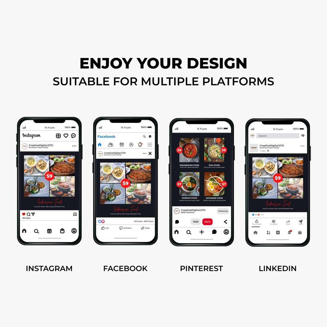 Food And Restaurant Instagram Post Canva Instagram Templates Phone Example.