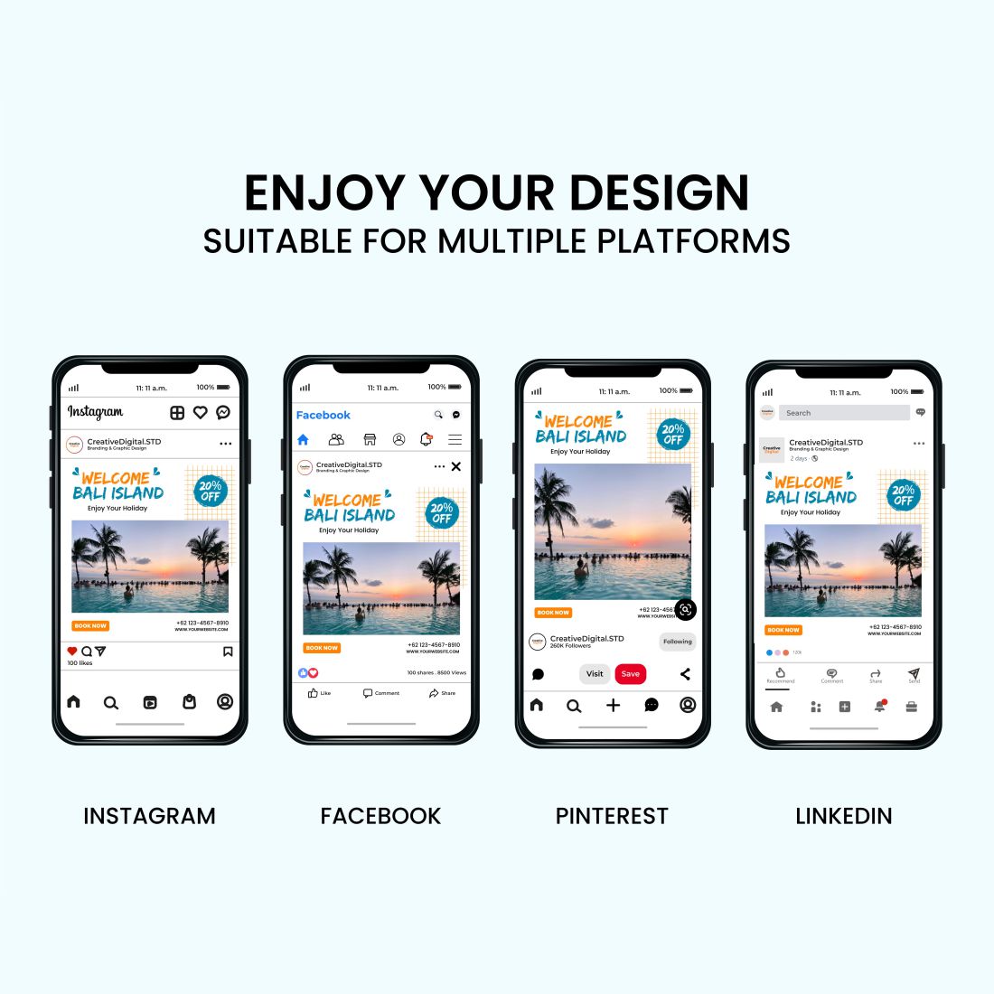 Travel Agency Instagram Canva Template Phone Example.