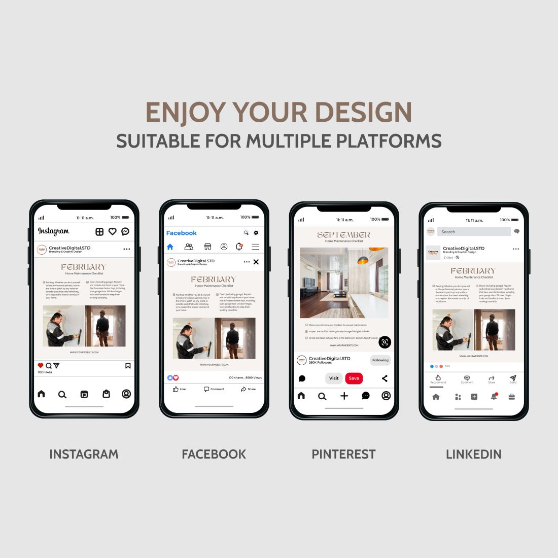 Real Estate Marketing Instagram Engagement Template Phone Example.