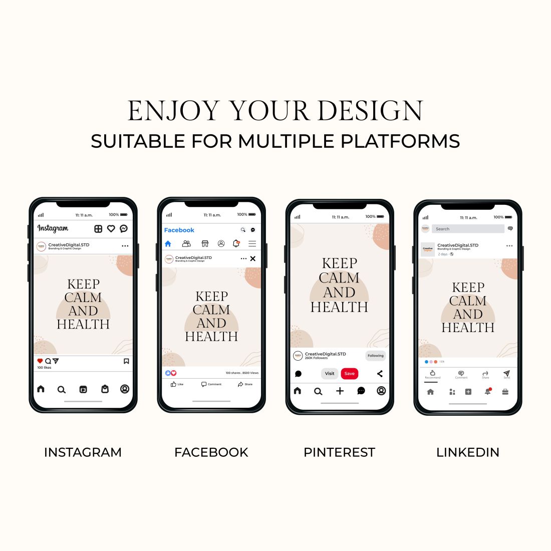 Wellness Coach Canva Instagram Template Phone Examples.