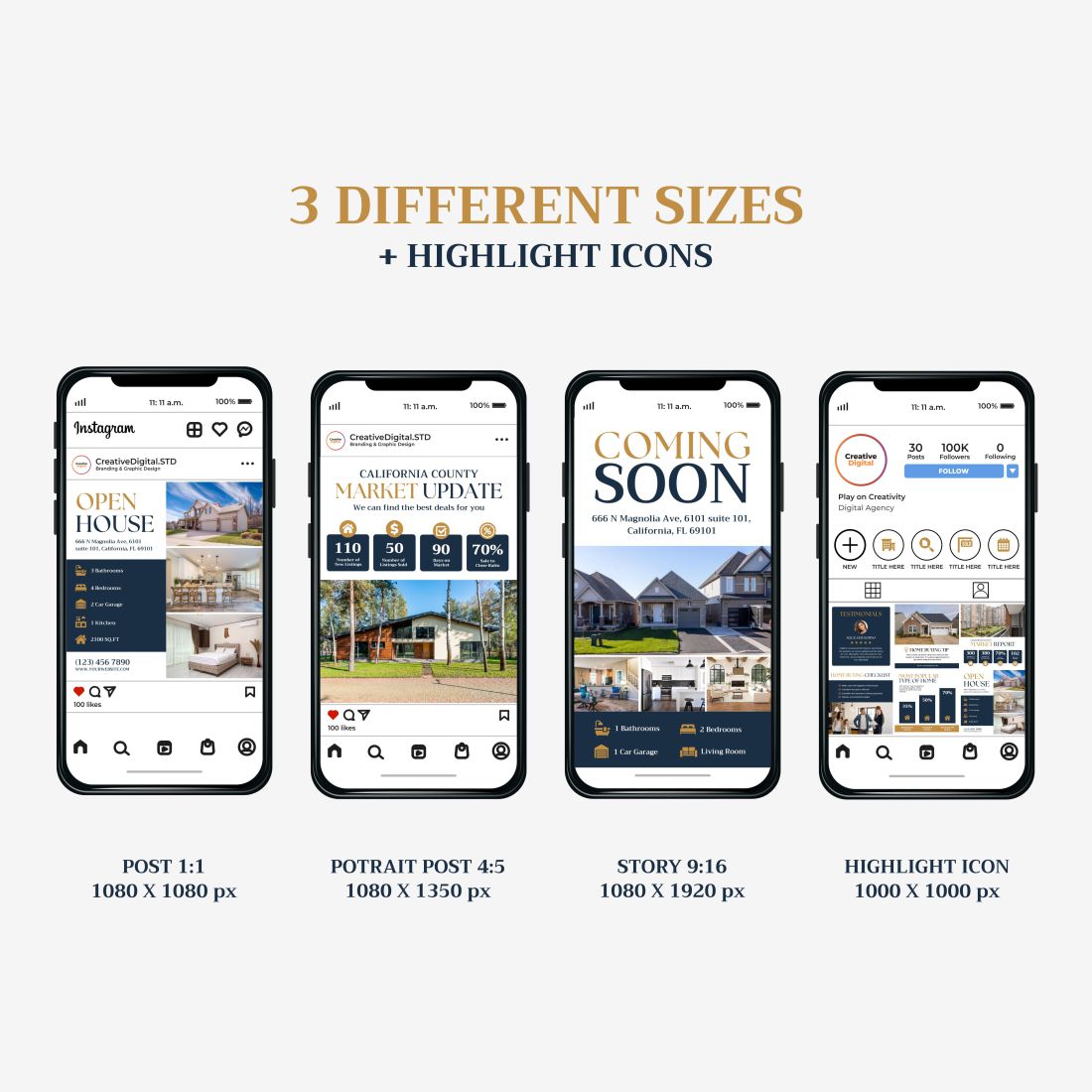 Real Estate Social Media Instagram Post And Story Template Preview Image.