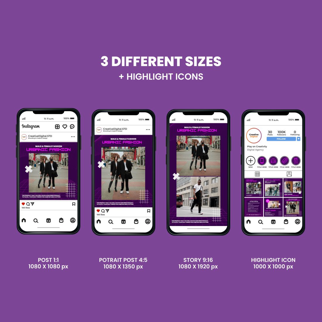 Street Style Fashion Instagram Template Preview Image.