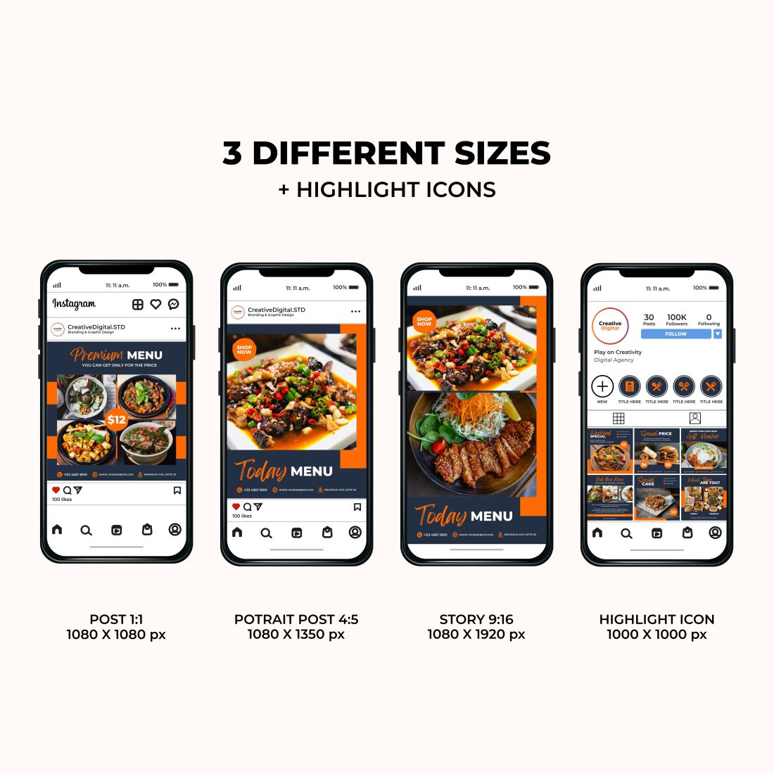 Restaurant Instagram Story And Post Instagram Template Preview Image.
