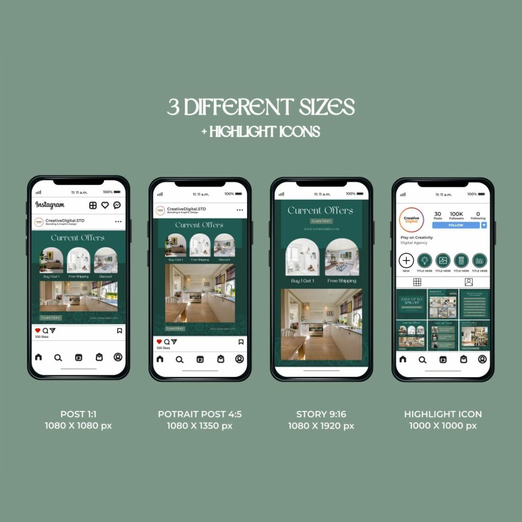 Instagram Package Home Decor Instagram Template for Canva Digital ...