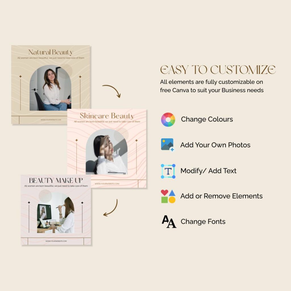 Instagram Template Canva Skincare, Social Media Templates For Skincare 