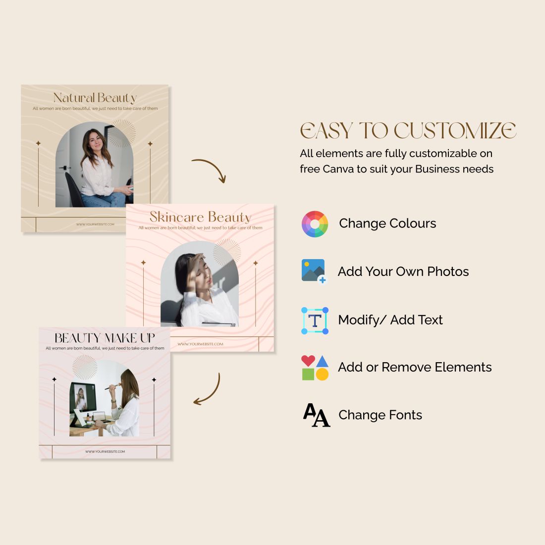 Skincare Social Media Instagram Canva Template Easy To Customize.