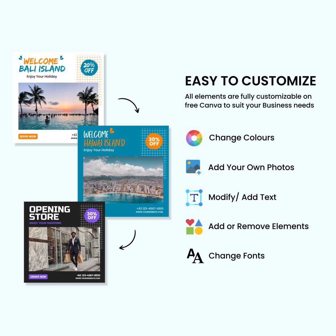 Travel Agency Instagram Canva Template Customize.