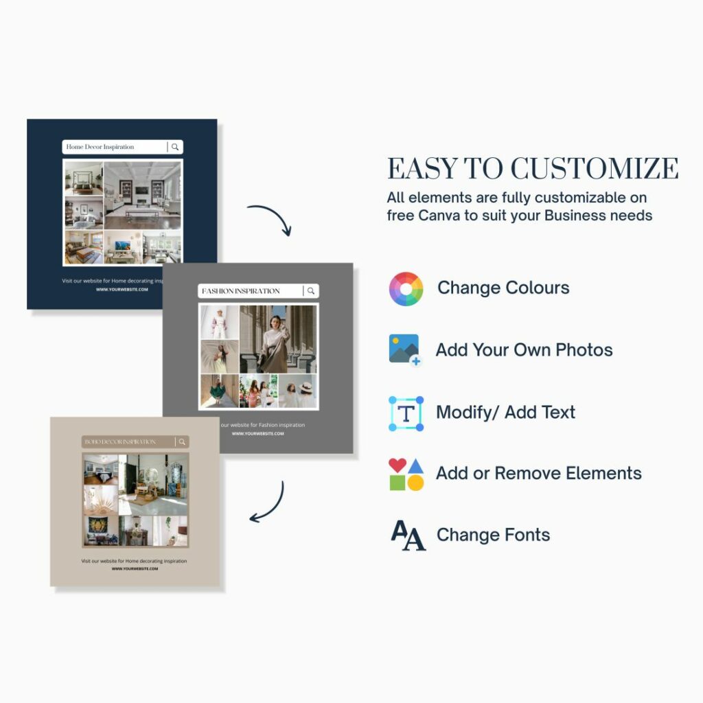 Instagram Template Canva Home Decor, Social Media Templates For Real ...
