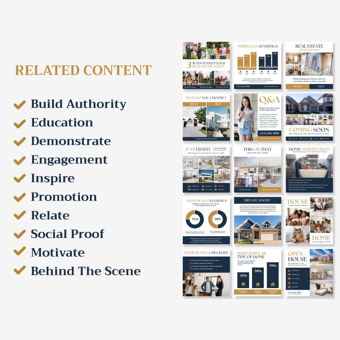 Real Estate Social Media Instagram Post And Story Template Features.
