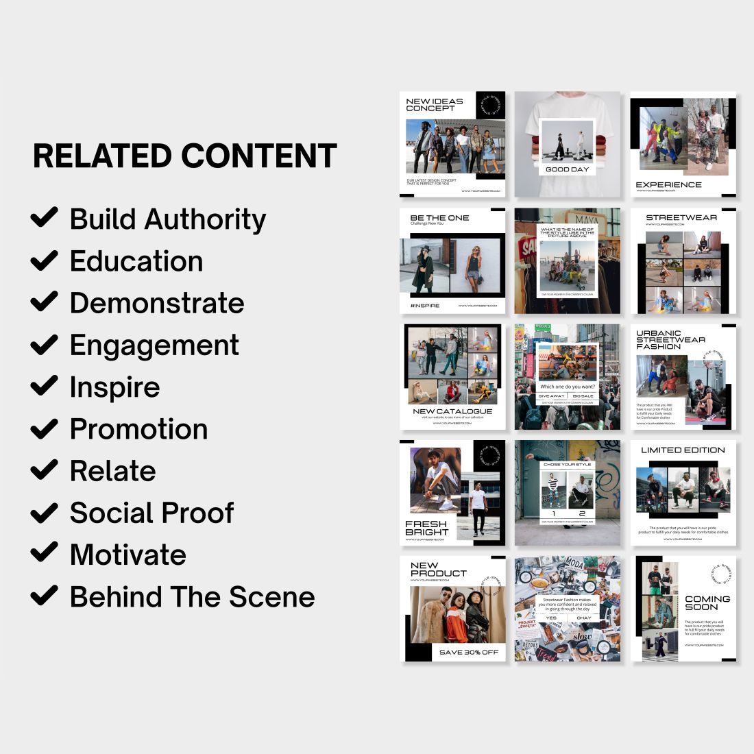 Fashion Street Style Instagram Social Media Template Features.