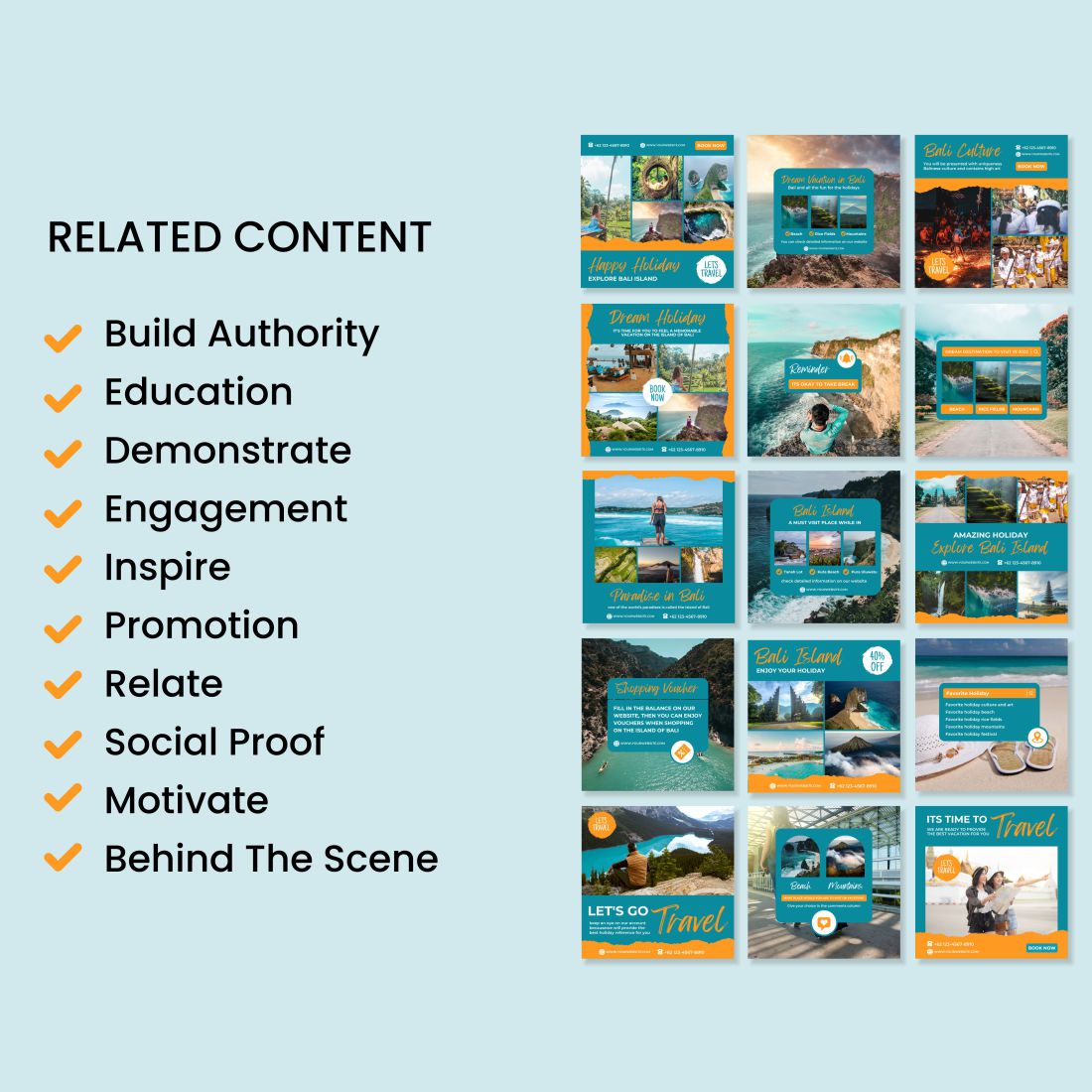 Travel Agency Canva Instagram Template Features.