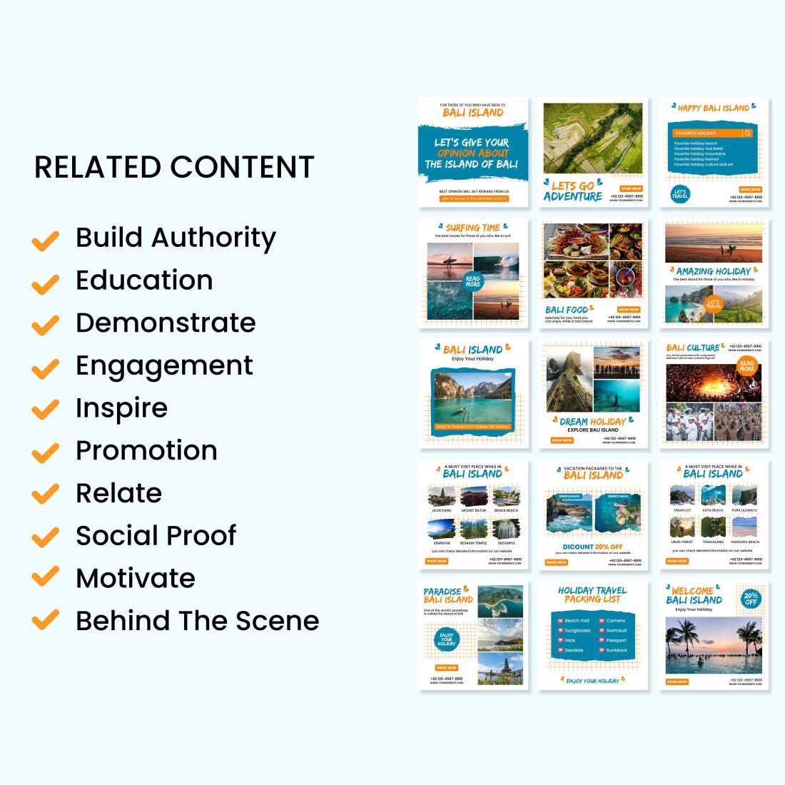 Travel Agency Instagram Canva Template Features.