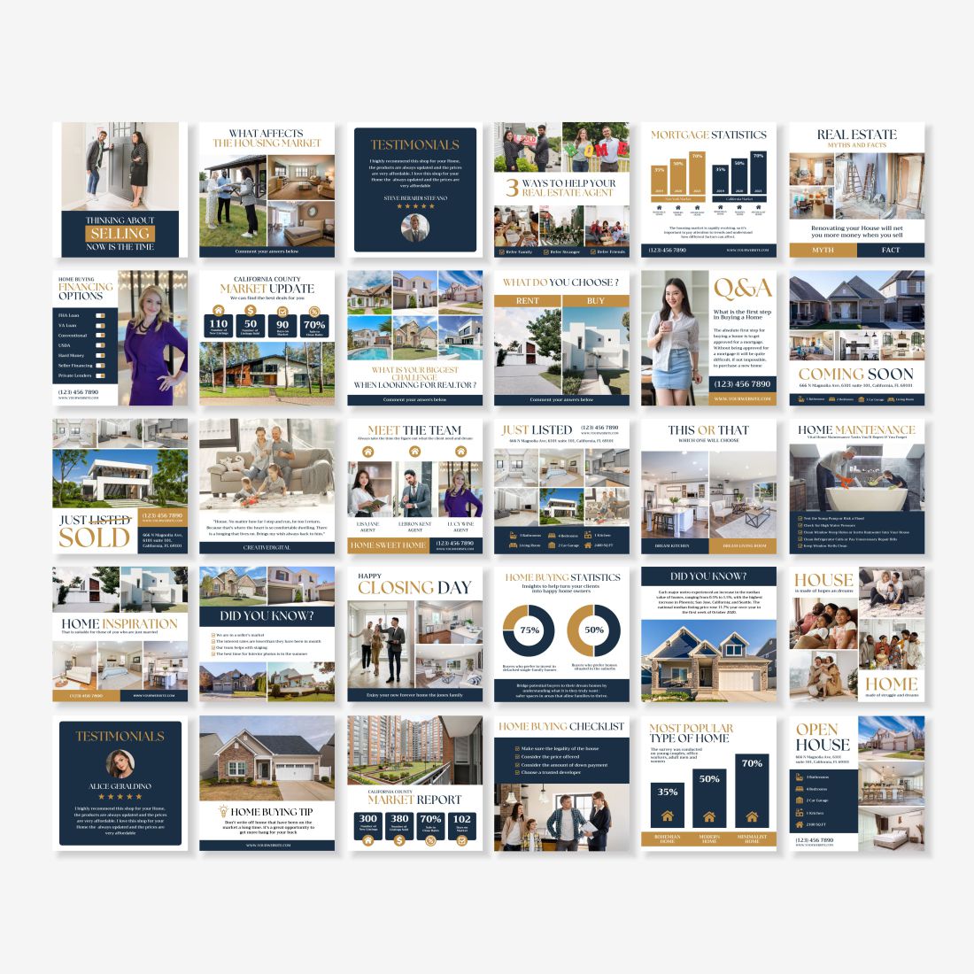 Real Estate Social Media Instagram Post And Story Template Posts Example.