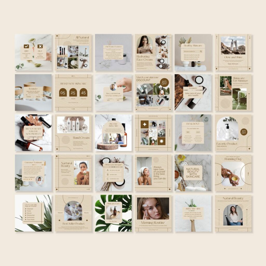 Instagram Template Canva Skincare, Social Media Templates For Skincare ...