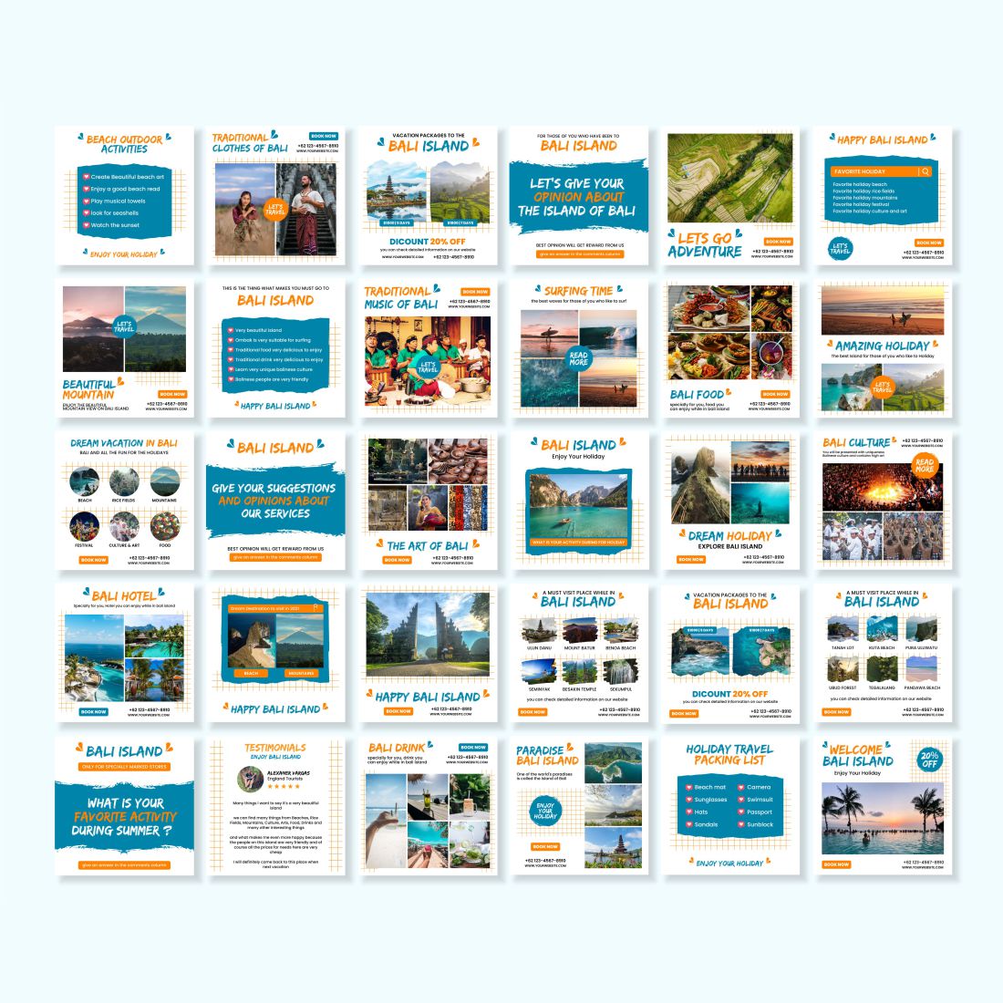 Travel Agency Instagram Canva Template Examples.
